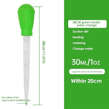 Aquarium Water Changer | 28cm Long Pipette, 30ml Capacity, Blue Green Options | Sturdy Manual Syringe, Efficient Water Replacement, Versatile Fish Tank Tool | Ideal for Aquarium Maintenance Science - color: Green(28CM)