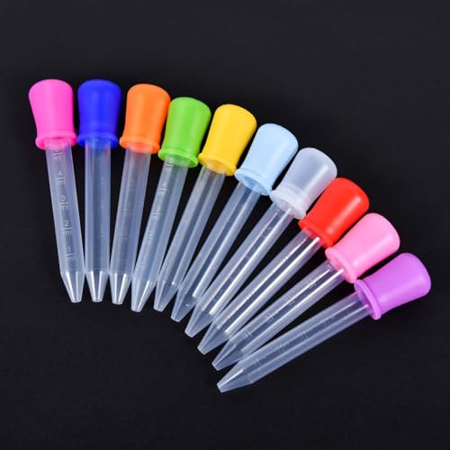 10 Pack 5ML Liquid Dropper Pipettes with Silicone Bulb Tip Clear Medicine Eye Droppers with Brush Essential Oil Transfer for Kids Kitchen Crafts Science Experiments Makeup Tool Gummy Bear