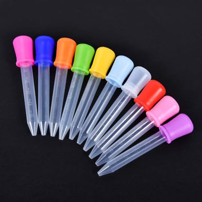 10 Pack 5ML Liquid Dropper Pipettes with Silicone Bulb Tip Clear Medicine Eye Droppers with Brush Essential Oil Transfer for Kids Kitchen Crafts Science Experiments Makeup Tool Gummy Bear