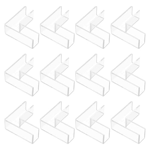uxcell 12Pcs Plastic Glass Connector, Suitable for 10mm Thick l Shaped Glass to Glass Clamp, Fixing Bracket Rimless Clip Holder for Aquarium Fish Tank Display Shelves, Transparent - color: Transparent, size: 10mm