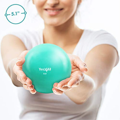 Yes4All Weighted Toning Balls for Exercise, Soft Medicine Balls for Exercise, Pilates, Yoga, Balance, Flexibility, 2-10lbs - color: Mint - Smooth - 3lbs, style: A. Smooth