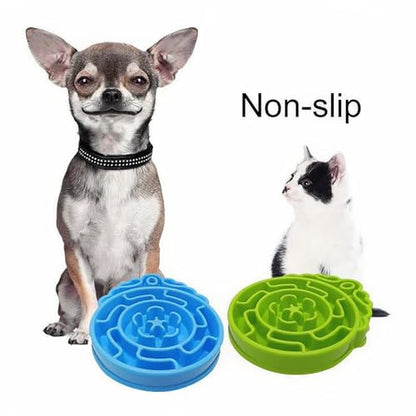 Slow Feeder Dog & Cat Bowl - Interactive Maze Puzzle Dish for Healthy Digestion, Anti-Gulping Food Grade Feeder(Green)