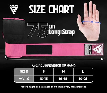 RDX Gel Boxing Hand Wraps Inner Gloves Men Women, Quick 100cm Long Wrist Straps, Elasticated Padded Fist Under Mitts Protection, Muay Thai MMA Kickboxing Martial Arts - color: Pink, size: Small