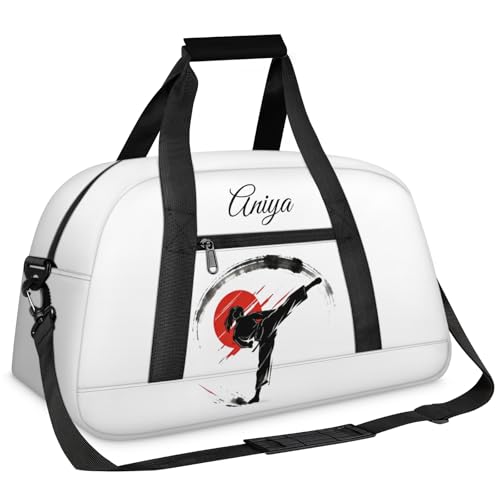 Custom Name Taekwondo Karate Duffle Bag for kids Girls - Personalized Martial Arts Gear Bag, Water-Resistant Sparring Equipment Bag, Taekwondo White - color: Taekwondo White