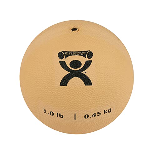 CanDo Soft Medicine Ball 5" Diameter 1lb Tan Exercise Ball for Physical Therapy and Fitness Exercises, Easy Grip Rubber Weighted Ball for Workouts - size: 1 Pound