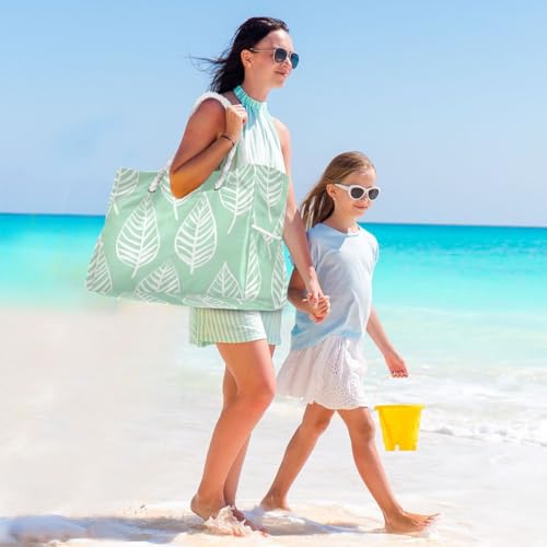 senya Large Beach Bags Totes Canvas Tote Shoulder Bag Soft Wave Water Resistant Bags for Gym Travel Daily Ocean - color: Palm Leaves