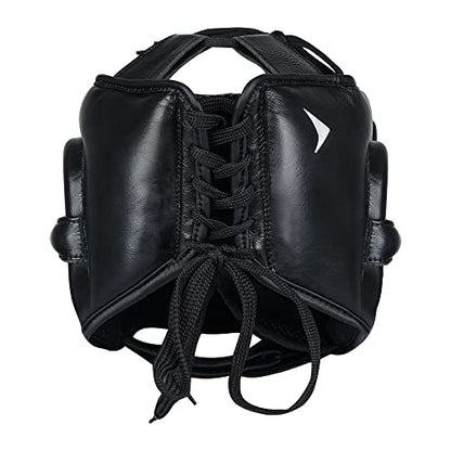 Vali Lancer Leather Face Saver Headgear for Training - color: Black, size: Small-Medium