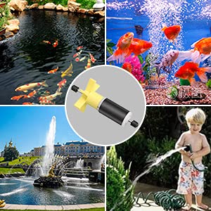 Homeswitch 16mm (0.63") Replacement Filter Impeller Submersible Water Pump Rotor Yellow 73x35x16mm（2.87"x1.38"x0.63")(LxWxD)