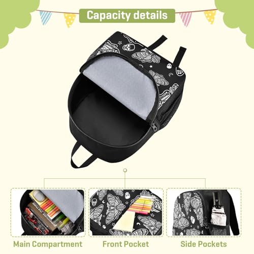 Toddler Backpack Gothic Skull Moth Waterproof Mini Backpack Boys/Girls Cute Small Backpack Kindergarten Pre School Bags (S) - color: Gothic Skull Moth, size: Small