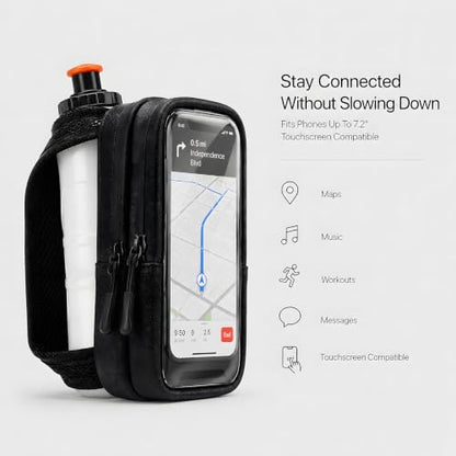 HECHZSO Handheld Running Water Bottle with Touchscreen Phone Pocket