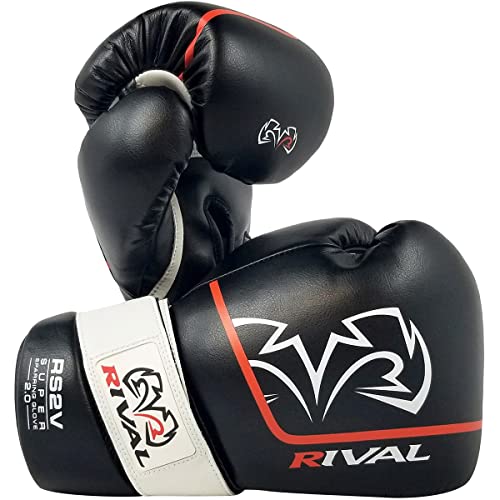 RIVAL Boxing RS2V 2.0 Super Sparring Gloves - Uses a Single Strap, Hook and Loop System Instead of Laces, Soft Inner Lining - color: Black, size: 14 oz.