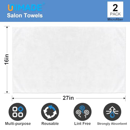 UNIMADE 2 Pack Hand Towels Set - Microfiber Gym Towels - color: White, size: 2 Pack