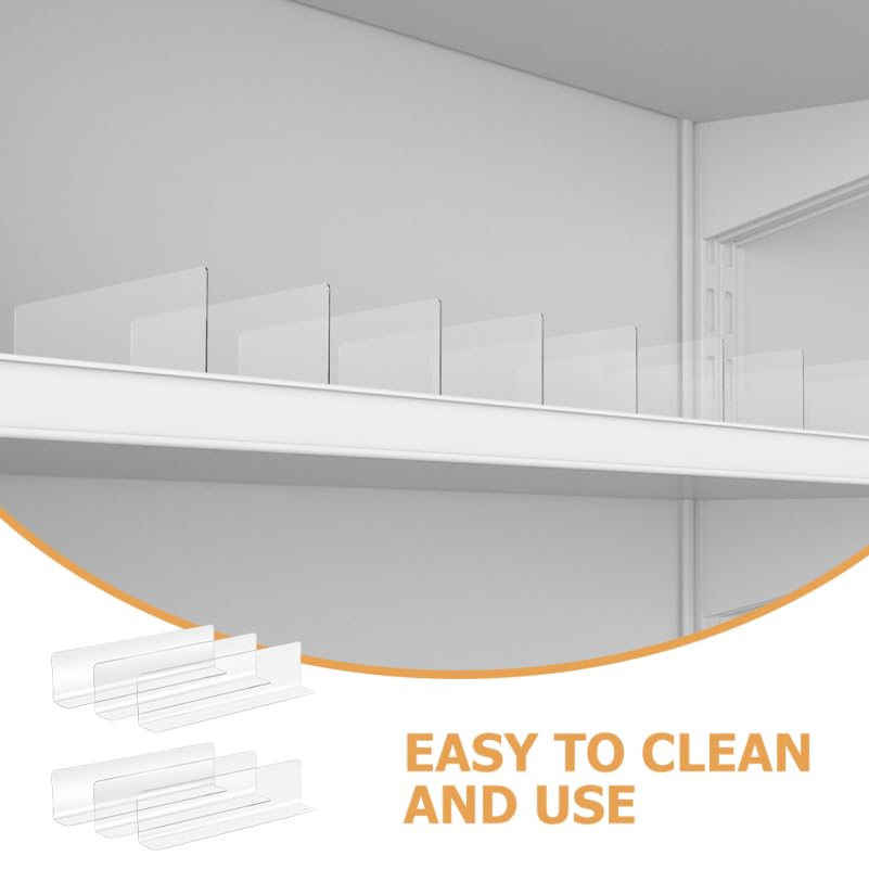 VOSAREA Plastic Shelf Dividers 6pcs Clear Acrylic L Shaped Separator Transparent Organizer Divider for Commodity Classification Cabinets Shelf Store 26cm - size: 28.00X6.00X3.00CM