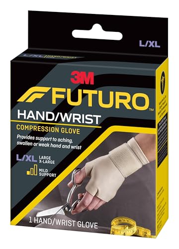 FUTURO Compression Glove, Provides Mild Support to Aching, Weak Hands and Wrists, L/XL - size: Large/X-Large