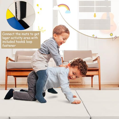 Giantex 6'x 2' Gymnastics Mat, 2" Thick Folding Tumbling Mat with Hook and Loop Fastener, Foldable Gym Mat with Carrying Handles, Cheer Mats for Kids Adults Home Exercise Aerobics Fitness - color: Grey