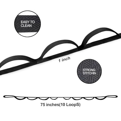 A AZURELIFE Premium Durable Stretch Straps with Loops, Stretching Strap for Physical Therapy, Multi-Loop Yoga Strap Fitness Exercise Strap for Yoga, Pilates, Dance, Flexibility&Exercise - color: #2-Black