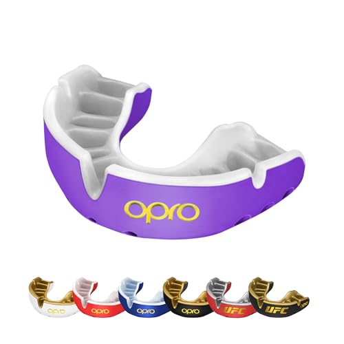 OPRO Gold Level Moldable Mouth Guard, Premium Fit (Purple/Pearl) Adult/Kids - color: Purple/Pearl, size: Youth (Under Age 10)