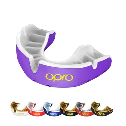 OPRO Gold Level Moldable Mouth Guard, Premium Fit (Purple/Pearl) Adult/Kids - color: Purple/Pearl, size: Youth (Under Age 10)