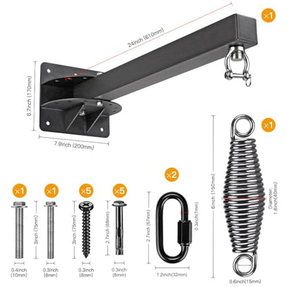 SELEWARE Wall Mount Heavy Bag Hanger Heavy Duty Punching Bag Hanger - color: 24" adjustable Heavy Bag Hanger with Spring
