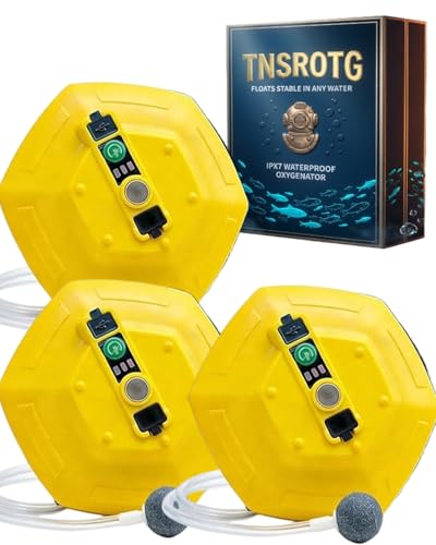 IPX7 Waterproof Floating Aerator Portable Rechargeable Air Pump Oxygenator Bubbler Battery for Live Bait Minnow Fish Tank Aquarium Saltwater Fishing Bucket Continuous Flow 3000mAh - color: 3pcs