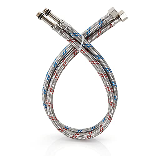 24-Inch Long Faucet Water Supply Lines, Braided Stainless Steel Supply Hose 3/8-Inch Female Compression Thread x M10 Male Connector, x 2 Pcs (1 Pair) - size: 24 Inch