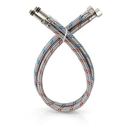 24-Inch Long Faucet Water Supply Lines, Braided Stainless Steel Supply Hose 3/8-Inch Female Compression Thread x M10 Male Connector, x 2 Pcs (1 Pair) - size: 24 Inch