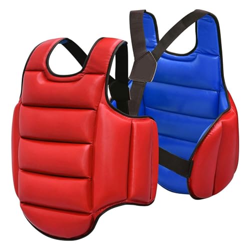 Reversible Karate Sparring Chest Guard, Taekwondo Boxing MMA Martial Arts Muay Thai Kickboxing Training Body Protector - color: Red/Blue, size: X-Large