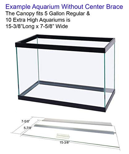 Single Piece Glass Canopy for 5 Gallon Aquariums, AM31608, 16" Long x 8" Wide Aquariums with No Center Brace