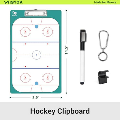 WISYOK Hockey Clipboard for Coaches, Dry Erase | with Marker, Double-Sided, Ideal for Game Strategy, Team Lineup, Practice Drills - style: Hockey