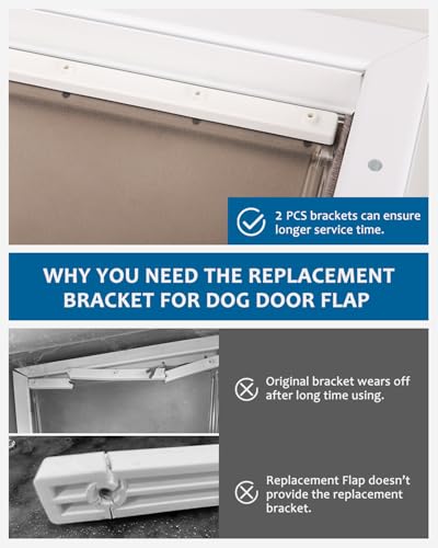 2 Pack Replacement Bracket for PetSafe Dog Door Replacement Flaps Large - Plastic Dog Door Flap Bracket - Easy Installation with Screws (Extra Large)