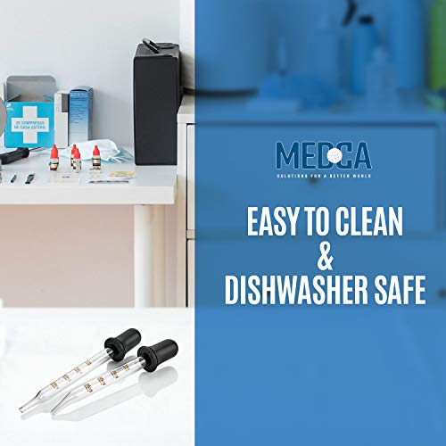 MEDca Eye Dropper - (Pack of 200 Bulk) Bent & Straight Tip Calibrated Glass Medicine Droppers for Medications or Essential Oils Dropper for Accurate Easy Dose and Measurement (1 mL Capacity)