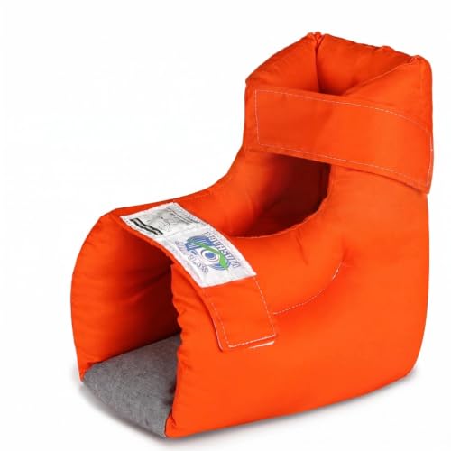 EZ Assitive Heel Protector Sleeves – Open Heel Design for Pressure Relief, Adjustable Straps, Soft & Breathable Fabric, Fits Both Feet (1pc) – Ideal for Bedridden, Elderly & Diabetic Care - color: Orange