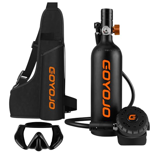 GOYOJO Mini Scuba Tank, Portable Diving Lung Air Tank with DOT Certified, Refillable Emergency Backup Pony Bottle for Snorkeling, Underwater Breathing, Training - color: 1L Obsidian Orange