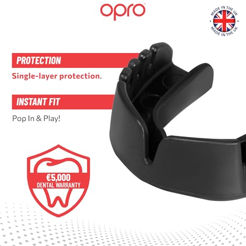 OPRO Youth UFC Snap-Fit Mouth Guard, Instant Fit (Black) - color: Ufc - Black, size: Youth (Under 11)