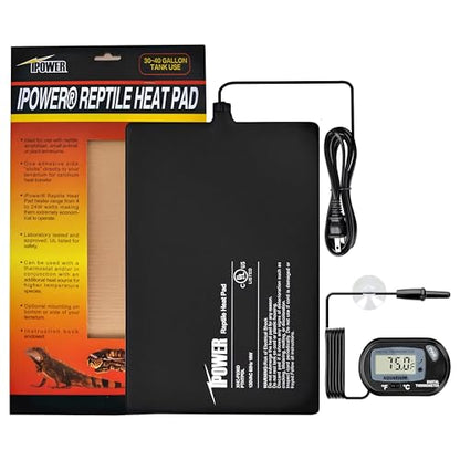 iPower 8 by 12-Inch 16W Reptile Heat Mat, LCD Digital Aquarium Thermometer, Under Tank Warmer Terrarium Heat Pad for Turtles Lizards Frogs and Other Small Animals, Multi Sizes