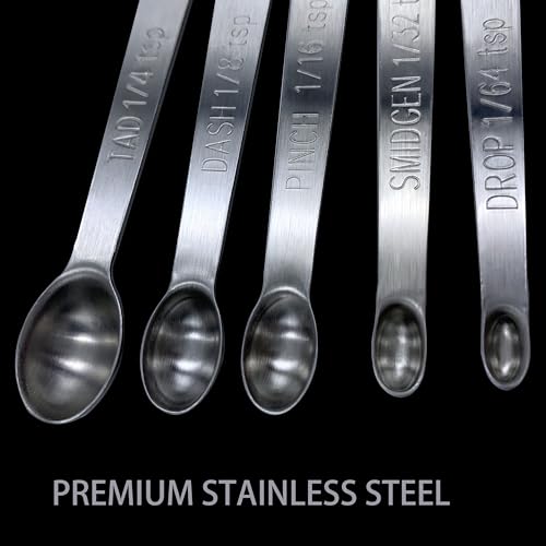 Measuring Spoons Set, Small Measuring Spoon 1/64, 1/32, 1/16, 1/8, 1/4 tsp, Mini Measuring Spoons, Stainless Steel Measuring Spoons, Set of 5