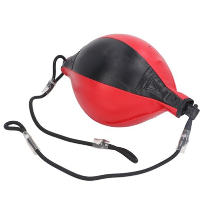 Focket Double End Punching Bag Kit, PU Leather Double End Boxing Speed Bag with Adjustable Cords for Reaction Agility Hand Eye Coordination Training