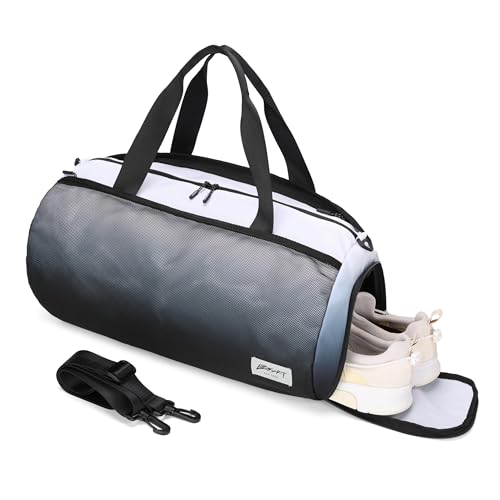BESMART Gym Bags for Men with Side Pocket，38L Large Sports Gym Duffle Bag | Adjustable Strap&Shoe Compartment, Waterproof,Spacious,Wet Pocket,Durable Duffel Bag for Gym,Travel, Fitness,Black Gradient - color: Black Gradient with TPU POCKET