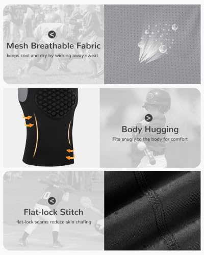 Youth Baseball Chest Protector Softball Lacrosse Football Padded Compression Shirt Heart Guard Sternum Protection - color: Black Gray, size: Medium
