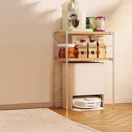 Double-Tier Robot Vacuum Storage Rack, Floor-Standing Hidden Cabinet Tall Side Table Sweeping Robot Storage Shelf, Multifunction Shelves Fish Tank Shelf Sideboard(L60cm/23.6in) - size: L60cm/23.6in