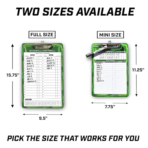 GoSports Premium Dry Erase Coaches Clipboards – Basketball, Baseball, Football, Soccer, Hockey, Volleyball, Lacrosse - color: Baseball / Softball Mini