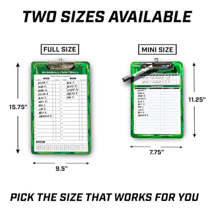 GoSports Premium Dry Erase Coaches Clipboards – Basketball, Baseball, Football, Soccer, Hockey, Volleyball, Lacrosse - color: Baseball / Softball Mini