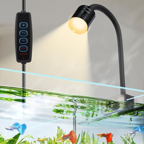 3W LED Aquarium Light with 3 Color Modes – Clip On Fish Tank Lamp for Plants, Terrariums & Coral (Yellow, Warm White, White)
