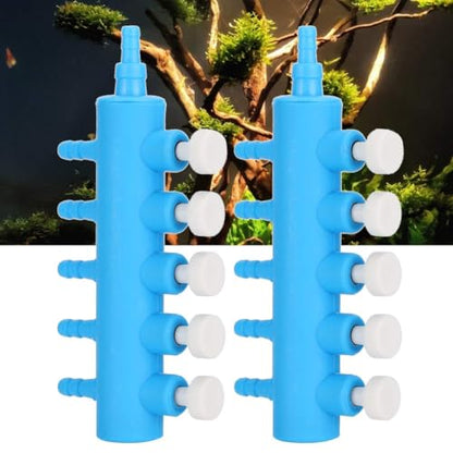 Fishtank Air Splitter, 2pcs Aquarium Air Flowing Control Lever Valve Pipe Distributor Aquarium Oxygen Pump Adapter Accessory Air Flow Splitter Pump Lever Control Valve for Aquarium Fish Tank(5 Way)