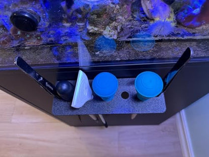 Aquarium Tool Holder Fish Tank, Aquarium Drip Tray, Fish Tank Accessories Storage Holder for Scrapers Tweezers Pipettes Feeding Tools, Adjustable Rim Mount Aquarium Holder (Drip Tray)
