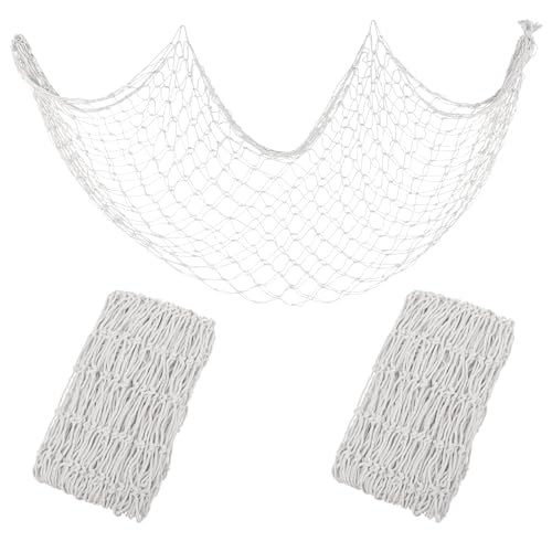 Decorative Fishing Net 5x10 ft,YuanDe 2 Pack Large Off White Picture Fish Net, Wall Photo Hanging Fishnet for Nautical Mermaid Pirate Ocean Themed Hawaii Beach Under The Sea Party Decorations - color: off white-02