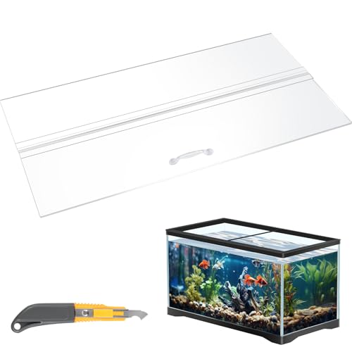Sieral Aquarium Polycarbonate Canopy Set 23.07 x 11.69 x 0.12 Inch for 15/20H/55 Gallon Without Center Brace Aquariums Cover Fish Tank Lid with a Hook Knife, Clear - color: Clear, size: 24 x 12 Inch