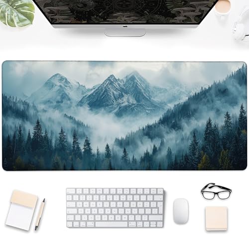 Desk Mat, Misty Forest Foggy Mountain Large Extended Gaming Mouse Pad,Waterproof Non-Slip Rubber Base and Stitched Edges Desk Pad for Work Game Office Home 35.4x15.7in - color: Colour7