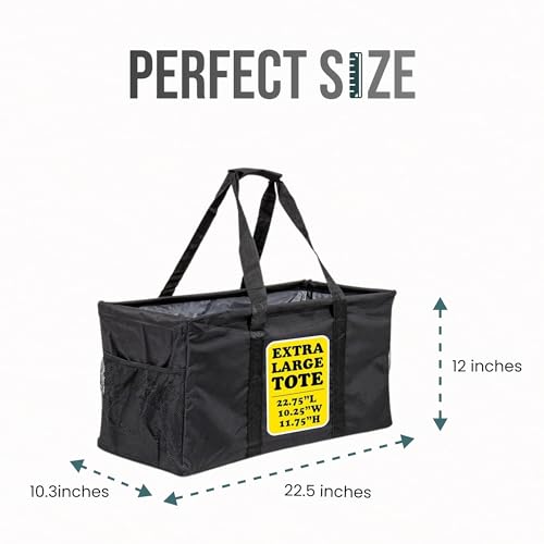 Extra Large Utility Tote Bag - Oversized Collapsible Large Beach Bag, Great for Pool with Sturdy Frame, Extra Side Pockets and Tons of Storage