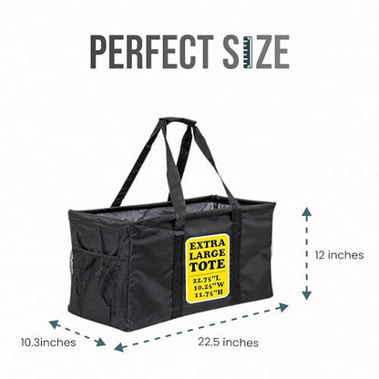 Extra Large Utility Tote Bag - Oversized Collapsible Large Beach Bag, Great for Pool with Sturdy Frame, Extra Side Pockets and Tons of Storage